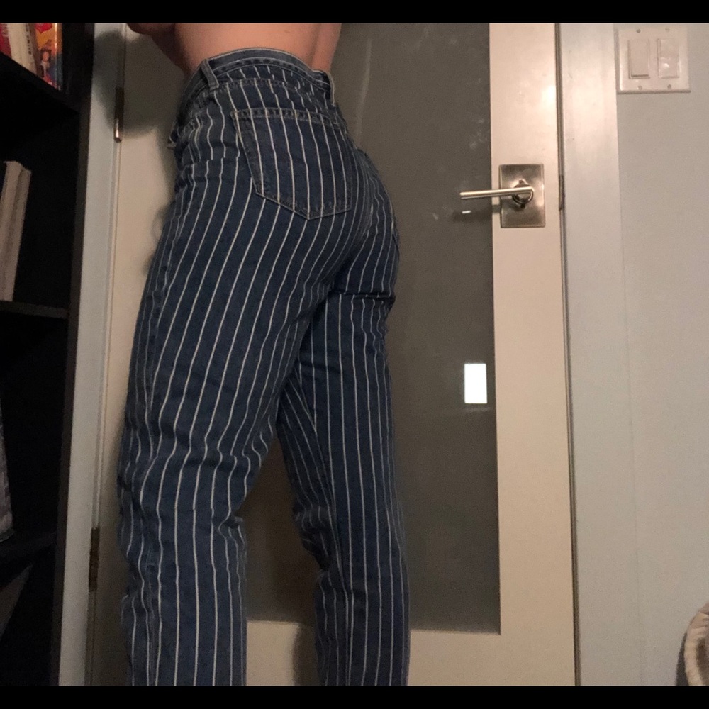 Striped American Eagle Mom Jeans